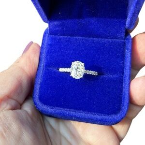 New 2 Carat, GRA Certified Moissanite Oval Diamond Ring, .925 Stamped-7,8,9